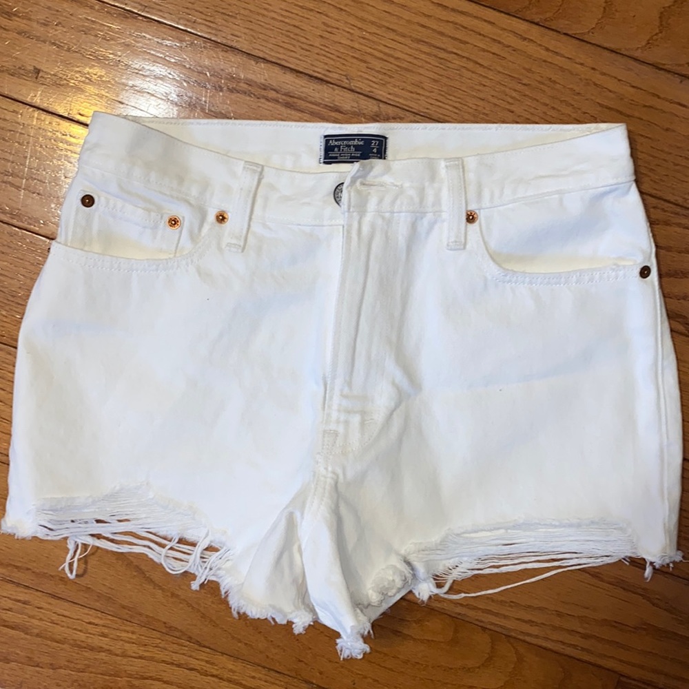 Abercrombie mini white jean shorts